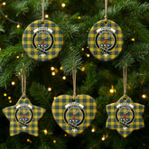 Fraser (of Lovat) Yellow Tartan Crest Christmas Ceramic Ornament